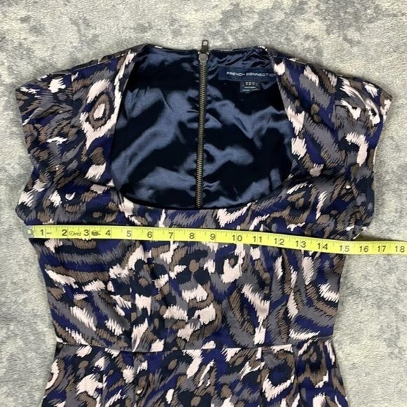 French Connection Pendragon Cap Sleeve Dress Navy Blue Slate Gray Mini Sz 2 - Picture 11 of 13